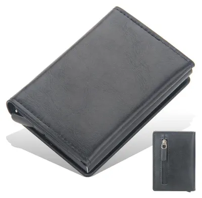 Immagine prodotto di Portafoglio RFID - Portacarte - Protezione RFID -  (PU) - Formato compatto - Nero con cerniera
