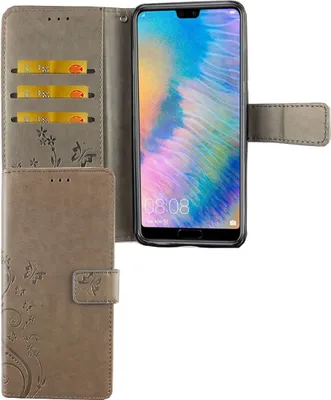 Produktbild von Huawei P20 Handy Hülle Schutz-Tasche Cover Flip-Case Kartenfach Grau