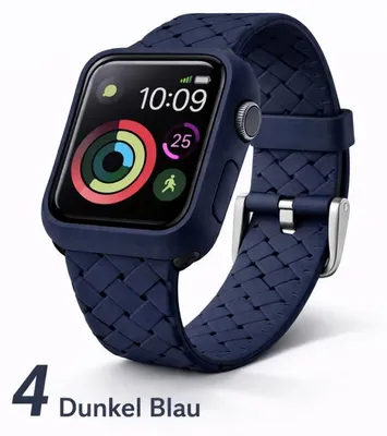 Produktbild von Apple Watch Silikon Armband + Case Bumper Hülle - Für Apple Watch 45 mm, 4# Dunkel Blau