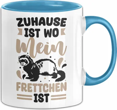 Produktbild von Frettchen Tasse Geschenk Frettchen-Liebhaber Geschenkidee Zuhause Ist Wo Mein Frettchen Ist (Blau)