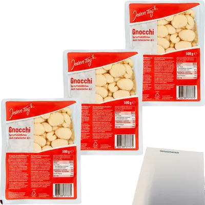 Produktbild von Jeden Tag Gnocchi Kartoffelklößchen nach italienischer Art 3er Pack (3x500g Packung) + usy Block