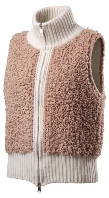 Produktbild von Strickweste Damen Teddy Weste 36 38 40 Bouclé Strick Stehkragen