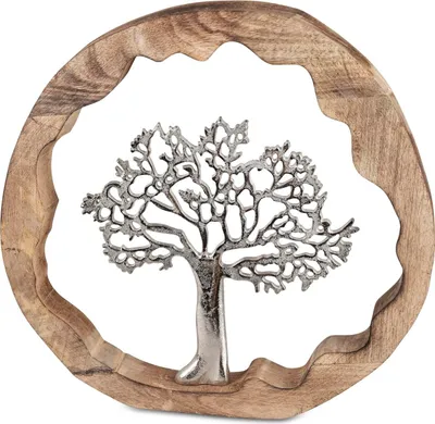 Produktbild von Deko Lebensbaum aus Alu Mango Holz zum stellen 40 cm Tischdeko