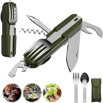 Productafbeelding van Outdoor Bestek Set - Vouwbare Campingbestek (7-in-1)