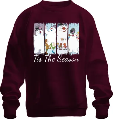 Produktbild von Tis The Season Frosty Snowman Weihnachten Kinder Retro Holiday Uni Sweatshirt Pullover, Burgundy, S