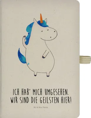 Produktbild von Mr. & Mrs. Panda Journal Einhorn Mann - Transparent - Geschenk, Notizheft, Cool, Unicorn, notizbuch, Familie, Reisetagebuch, Einhörner, Kladde, Freundin, Tagebuch, Beste