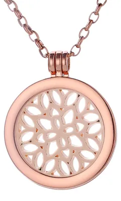 Produktbild von Morella Damen Halskette roségold 70 cm Edelstahl mit Amulett und Coin 33 mm Blätterwald roségold in Schmuckbeutel