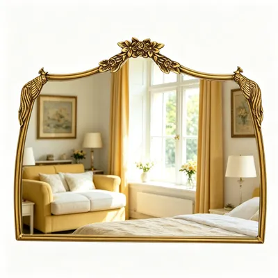 Productafbeelding van Barokspiegel met gouden lijst, 47 x 61 cm, wandspiegel voor de hal