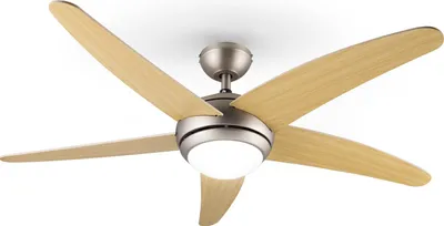 Image de Klarstein Bolero - Ventilateur de plafond 2 en 1 , diamètre de 134 cm, lampe avec puissance 55 W, pales en bois, télécommande, 50 dB, 3 vitesses: rapide, moyenne, lente - érable