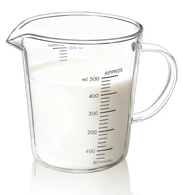 Produktbild von Messbecher Glas 500ml mit Griff und Ausguss, Borosilikatglas, -20°C bis 150°C