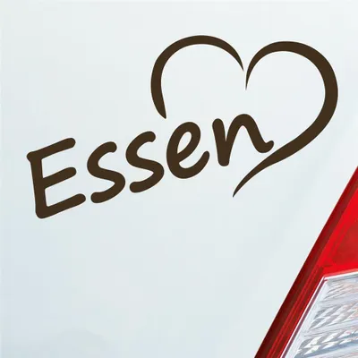 Produktbild von Auto Aufkleber Essen Herz Stadt City Liebe Love Heimat 15,5cm 15,5x9 cm Braun Sticker Heckscheibenaufkleber