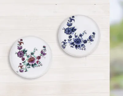Image de Gilde Wandobjekt, rund, "Florale", Blumendesign, Metall, creme, VE 6, 2fach sortiert, H. 2 cm, D. 20 cm 69474 4063387694749 2 Stück