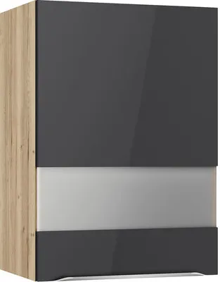 Produktbild von Optifit Hängeschrank mit Glastür Linus984 BxTxH 50 x 34,9 x 70,4 cm anthrazit glänzend zerlegt Anschlag reversibel KFLI