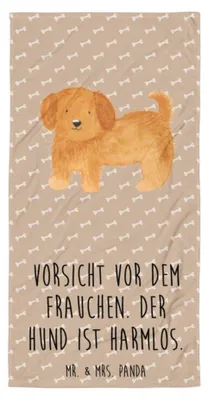 Produktbild von Mr. & Mrs. Panda Handtuch Hund Flauschig - Hundeglück - Geschenk, Witzig, Duschtuch, Frotteehandtuch, Reisehandtuch, Badehandtuch, Strandtuch, Hundemama, Sprüche, Hunde