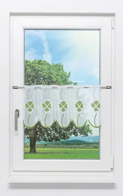 Produktbild von Scheibengardine Plauener Spitze - Kleeblatt (Bx H) 96.60cm * 30cm Grün/maigrün