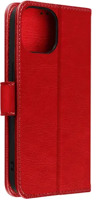 Zdjęcie produktu dla Etui ze sztucznej skóry z funkcją podstawki dla Apple iPhone 15 - czerwone
