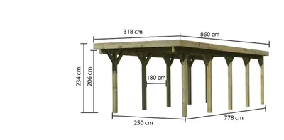 Produktbild von Karibu Einzelcarport Classic 3 + PVC-Dach aus Holz Carport Unterstand Überdachung Flachdach