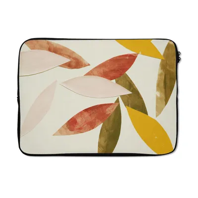 Produktbild von MuchoWow® Laptop Hülle 13 Zoll Blätter - Pflanzen - Farben - Pastell Laptoptasche - Laptophülle - Sleeve - Rundumschutz