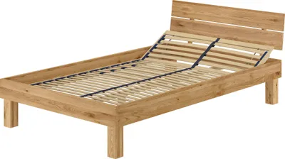 Produktbild von Holzbett Bettrahmen Einzelbett Eiche massiv geölt 120x200 wählbares Zubehör V-60.88-12Federholzrahmen inkl.