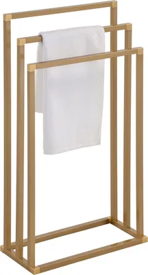Produktbild von Handtuchhalter KUNO, gold lackiert - freistehender Badetuchhalter mit 3 Stangen, Handtuchständer aus Metall