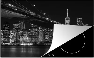 Produktbild von KitchenYeah© Herdabdeckplatte New York - Brooklyn - Brücke , 81x52cm, Küche Deko, Glaskeramikkochfeld Herdabdeckung, Abdeckplatte fùr Kochfeld