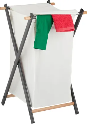 Immagine prodotto di Cesto portabiancheria Relaxdays, pieghevole, con coperchio, in acciaio e tessuto, 50 litri, L x P x A: 71 x 45 x 42 cm, color crema/antracite