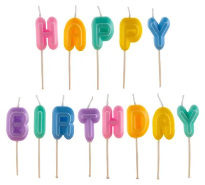 Happy Birthday Buchstabenkerzen 8 cm, 13 Stück, bunt, für Torten