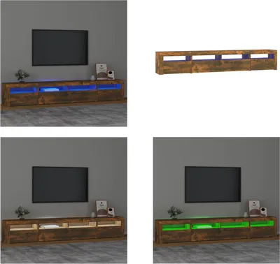 Produktbild von vidaXL TV Schrank mit LED Leuchten Räuchereiche 240x35x40 cm - TV-Schrank - TV-Schränke - TV-Ständer - Medienschrank