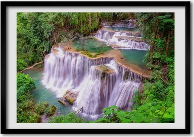 Produktbild von Bild - Bilderrahmen - 100 cm x 70 cm - MDF - Rahmen - Foto - Wandkunst Thailand Wasserfall