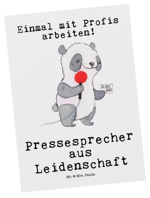 Produktbild von Mr. & Mrs. Panda Postkarte Pressesprecher Leidenschaft - Weiß - Geschenk, Grußkarte, Fotokarte, Postkarten, Ansichtskarte, Ansichtskarten