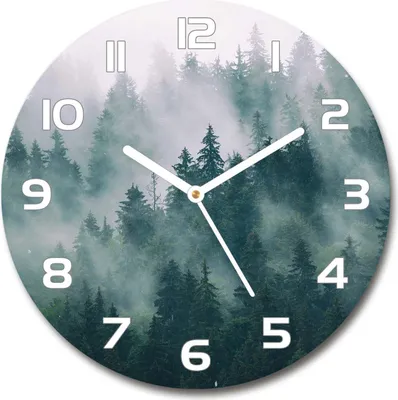 Produktbild von Wanduhr aus Glas 30fi Glasbild Glasuhr Gehärtetes Glas - weisse-zeiger - Fog over the forest