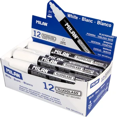 Obrázok produktu pre Milan 591291012, 12 kusov, Biela, Hrot dláta, Čierna, Biela, Kolo, 4 mm