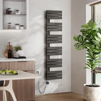 Produktbild von EMKE Badheizkörper Elektrisch mit Wifi App Steurung Thermostat Handtuchwärmer 1599 x 400mm Anthrazit Handtuchhalter 800W Handtuchtrockner