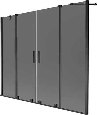 Produktbild von Mexen Velar Duo Duschwand für Badewanne 2-flügelig, verschiebbar 170 x 150 cm, Graphit, Schwarz - 896-170-000-42-70