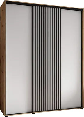 Produktbild von MEBLE KRYSPOL Lanko 1 Schrank mit 3 Schiebetüren  - 235,2x190x45 cm - Artisan Weiß Schwarz
