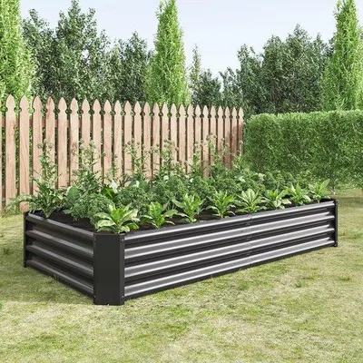 Produktbild von Famanu Hochbeet aus verzinktem Stahl für Gemüse und Pflanzen - Ideal für die Terrasse