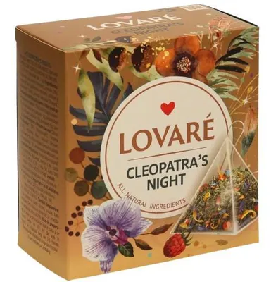 Produktbild von LOVARÉ Cleopatra's Night – Premium Kräutertee mit natürlichen Zutaten, 20 Pyramiden-Teebeutel