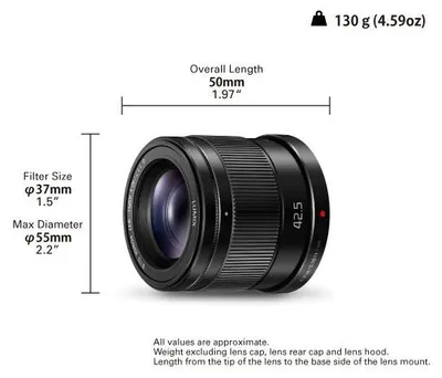 Obrázek produktu pro Panasonic H-HS043E, Telefoto objektiv, 10/8, Stabilizátor obrazu, Systém Mikro 4/3 (MFT)