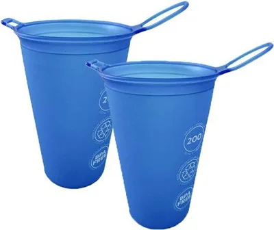 Image de 2 gobelets pliables - Gobelets à boire - 200 ml - Sans BPA - Gobelets de voyage - Gobelets de camping - Réutilisables - Idéaux pour les pique-niques, le camping, les randonnées et les voyages en plein air