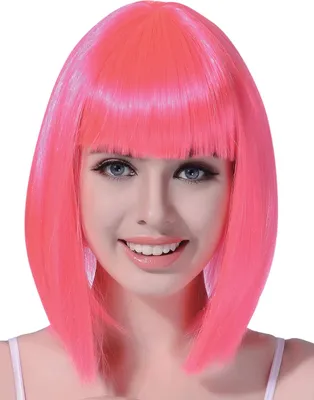 Produktbild von Mittellange Glatthaar - Perücke in Neon Pink für Frauen
