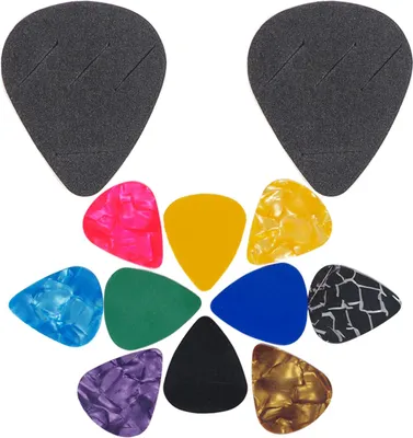 Image de Set de Pics de Guitare & Supports de Pics de Guitare 10pcs Plectres de Guitare en Celluloïd 2pcs Supports de Plectres en EVA Facile à coller sur la Guitare