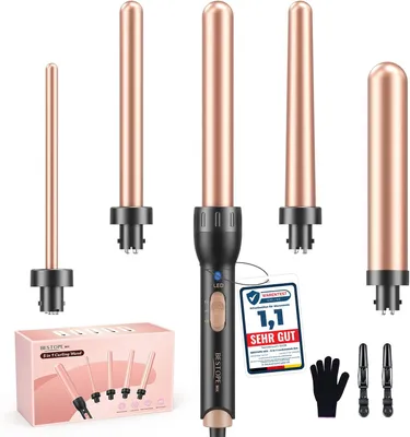 Produktbild von BESTOPE MIX Lockenstab, 5 in 1 Keramik Lockenstab Set mit Verschiedenen Aufsätze