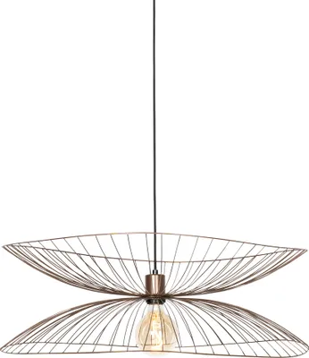 Produktbild von QAZQA - Design Design-Hängeleuchte Dunkelbronze mit doppeltem Schirm - Pua I Wohnzimmer I Schlafzimmer - Stahl Rund - LED geeignet E27