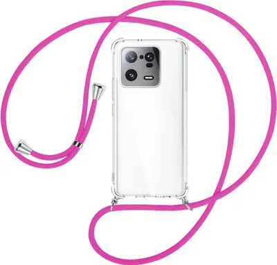 Produktbild von Handykette Backcover-Schutzhülle mit Band (Metall silberfarben) für Xiaomi 13 Pro (6.73'') - hot pink