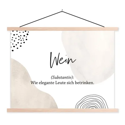 Produktbild von MuchoWow® Textilposter Sprichwörter - Wein - Zitate - Wörterbuch - Weindefinition 40x30 cm mit holzfarbenen Rahmen - Bilder