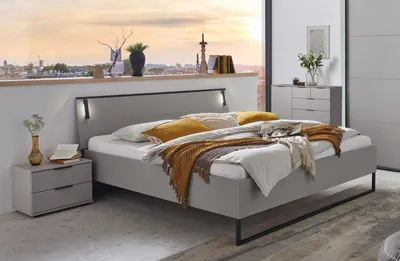 Produktbild von Bettanlage >Tilburg< (4tlg. ) Bett 188x92x210, Nachtkommoden, Sideboard, Saharagrau/Grafit