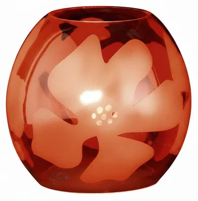 Produktbild von Honsel-Leuchten Kleine Tischleuchte VELA aus Glas – orange mit floralem Nachbildung, rund, E14