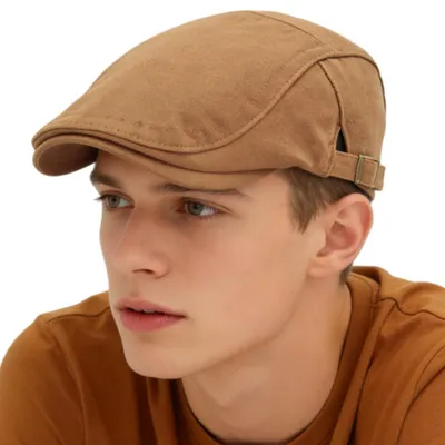 Immagine prodotto di Cappello piatto da uomo e da donna, stile retrò britannico, berretto piatto color kaki, taglia unica