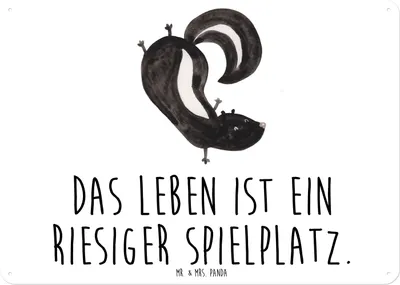 Produktbild von Mr. & Mrs. Panda tafel Stinktier Handstand DIN A6 - Weiß - Geschenk, Stinker, Spielplatz, Blechschild, Schild, Skunk, Türschild, Raubtier, Wildtier, Wandbild, wandtafel