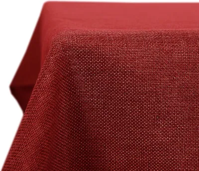 Productafbeelding van Kerst Tafelkleed Linnenlook Rood 130x160cm - Waterdicht - Afwasbaar - Rechthoekig Lotuseffect